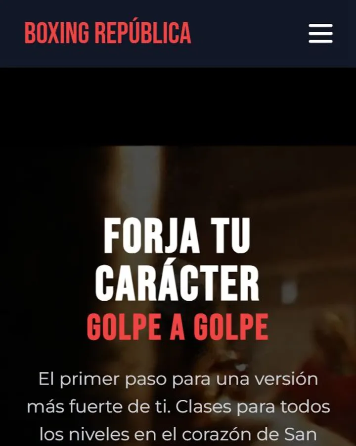 Sitio web de Boxing República visto en el celular